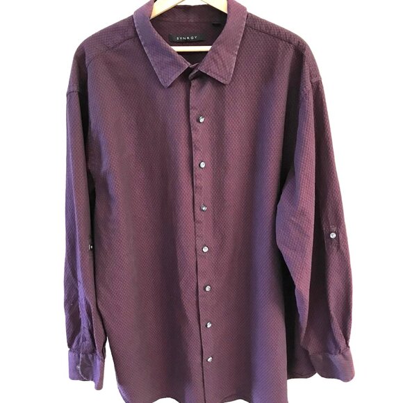 Synrgy Button-Down Cotton Shirt: Long Sleeves Heavyweight Dark Plum, Men’s XL - Picture 1 of 10